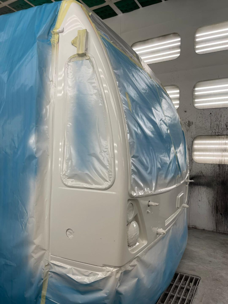 bus painting in process - skydome transit services